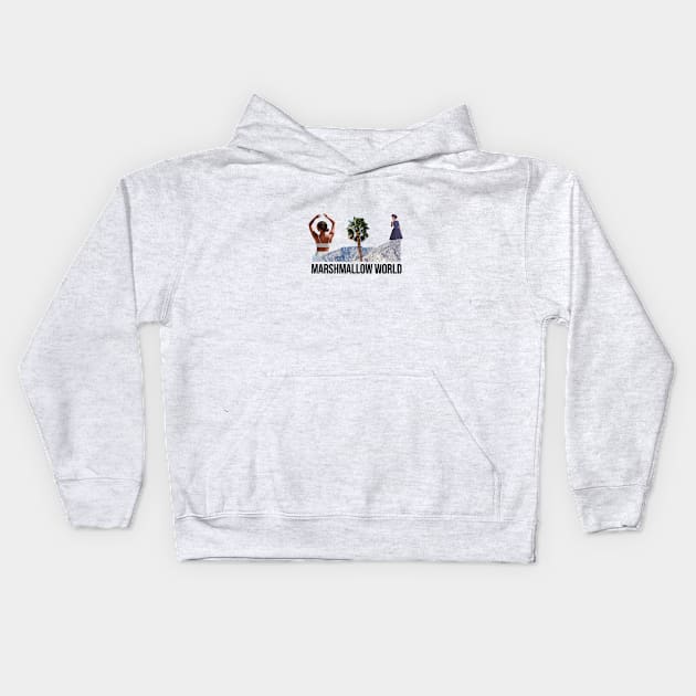 marshmallow world Kids Hoodie by zicococ